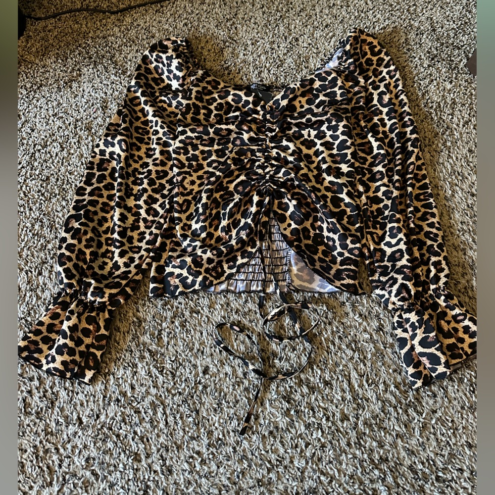nasty gal leopard print long sleeve top